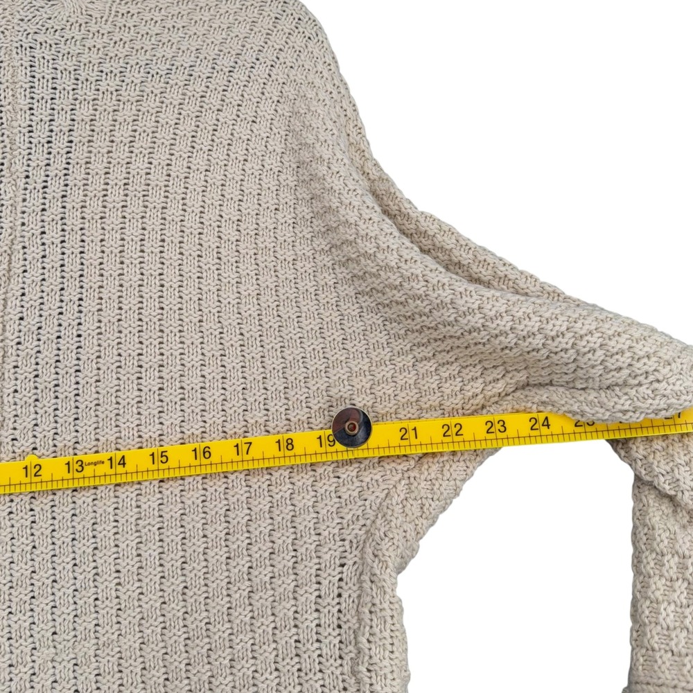 Cozy Casual Cream Cable‎ Knit Open Front Long Sleeve Cardigan Sweater S M - Picture 5 of 6